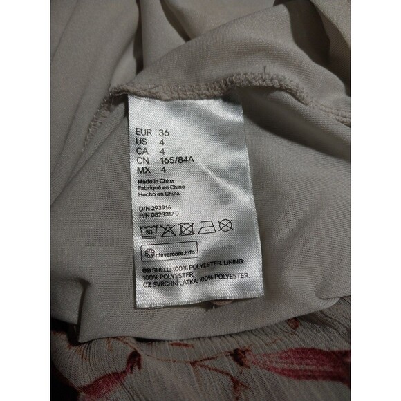 H&M Balloon-Sleeved Dress Beige Floral Size 4 - Picture 7 of 8